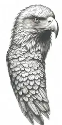 eagle head with a wing covering its face tattoo design idea