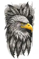eagle feather dripping ink tattoo design idea