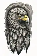 eagle feather dripping ink tattoo design idea