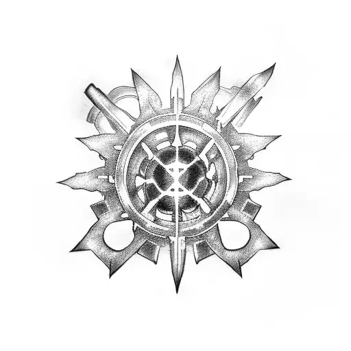 energy sword and gears of war lancer tattoo design idea