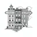 buildings with street sign that says 617 to 206 tattoo design idea
