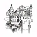 buildings with street sign that says 617 to 206 tattoo design idea