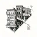 buildings with street sign that says 617 to 206 tattoo design idea