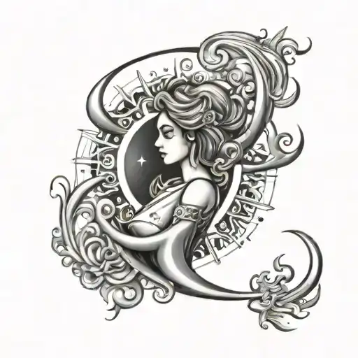 Aquarius sun Sagittarius moon cancer rising tattoo design idea