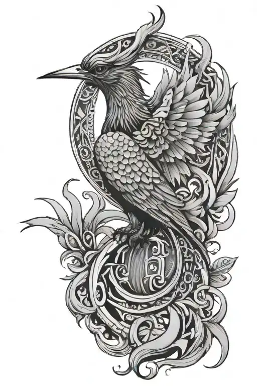 Aquarius sun Sagittarius moon cancer rising Phoenix bird tattoo design idea