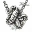 open letter with a broken chain transforming. words saying "i found beauty right here and the passion to give"  tattoo design idea