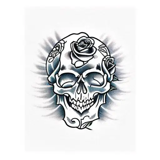 Vines and roses with skulls tattoo design idea