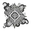 A trap-inspired sleeve tattoo with intricate patterns and symbols tattoo design idea