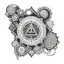 A trap-inspired sleeve tattoo with intricate patterns and symbols tattoo design idea