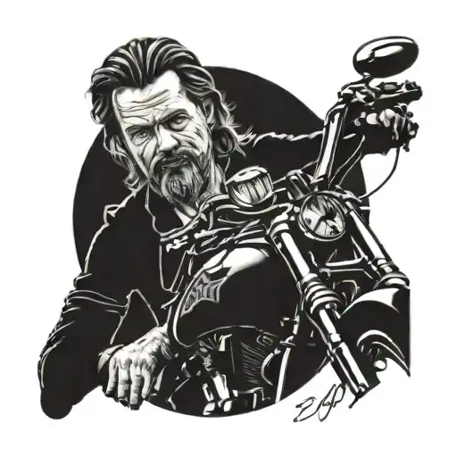 chopper motorcycle ve kurt Russell Wyatt Earp tattoo design idea