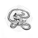 a sword surrounded by a snake, with "Muzan" written on the sword tattoo design idea