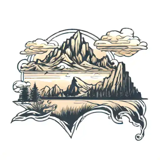 table top mountain range silhouette tattoo design idea