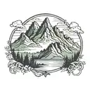 table top mountain range silhouette tattoo design idea
