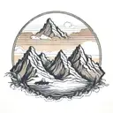 table top mountain range silhouette tattoo design idea