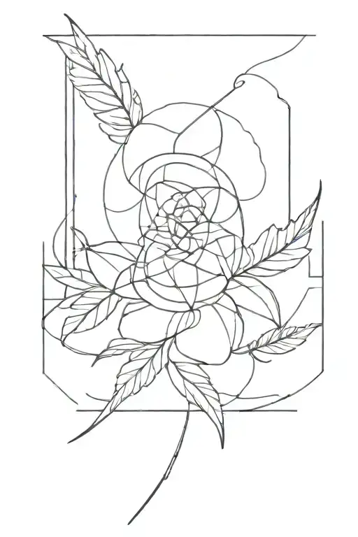 create a simple sketch for a tattoo, with thin lines and a lack of detailed elaboration with elements reminiscent of Sak tattoo design idea