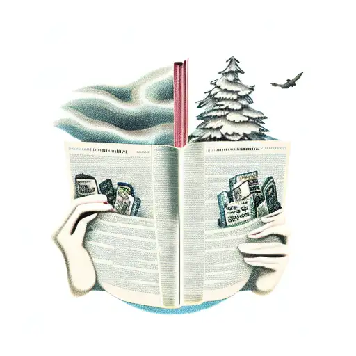 An Animal Crossing character reading a book in a vintage setting tattoo design idea