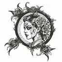 mirror horror girl tattoo design idea