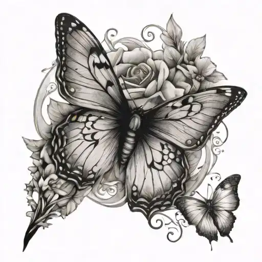 flower, butterfly, and psalm 46:5   tattoo design idea