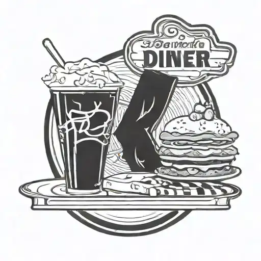 Incorporate the Double R Diner sign with a philosophical symbol like the ouroboros tattoo design idea