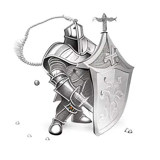 knight with treasure  tattoo design idea