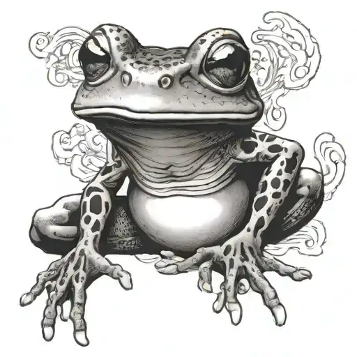 smoking frog meditating tattoo design idea