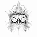 palm tree, mask, vukan tattoo design idea