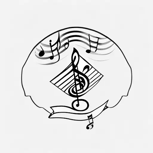 A minimalist tattoo of a newsboy cap with musical notes, paying homage to the band Newsboys and John Mayer's music tattoo design idea