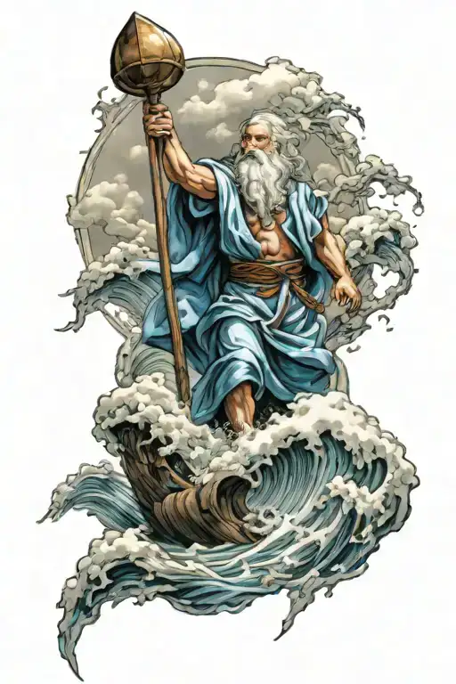Moses splitting the sea tattoo design idea