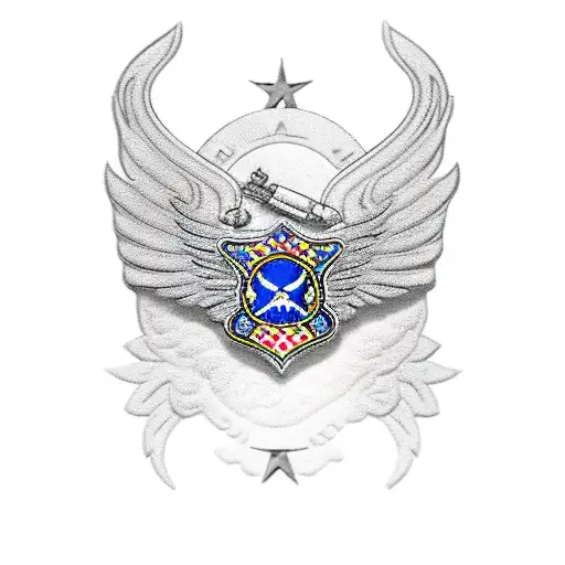 Wing air force with squadron badge tattoo design idea