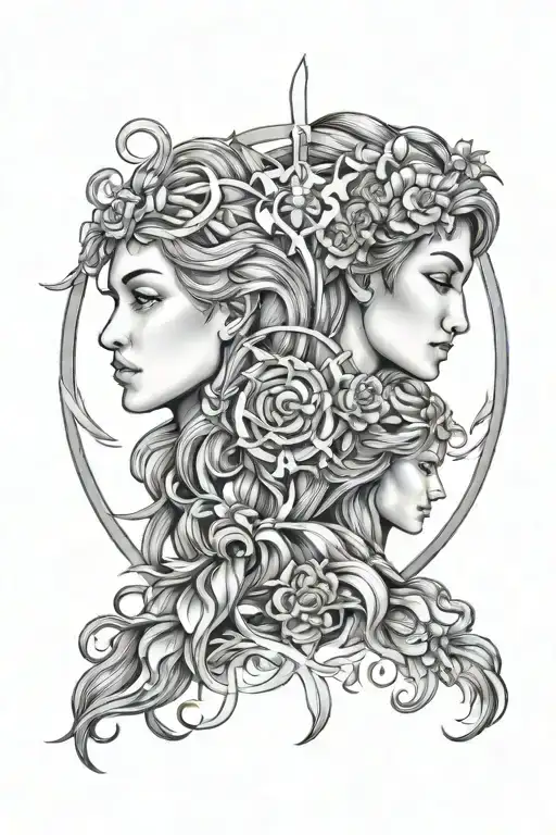 virgo and leo zodiac sign tattoo design idea