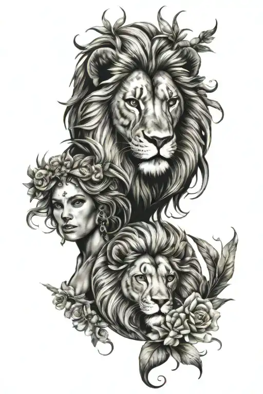 virgo and leo zodiac sign tattoo design idea