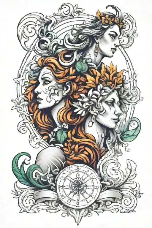 virgo and leo tattoo design idea