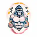 gorilla standing and beating it's chest  tattoo design idea