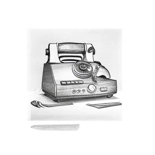 banana talking on a landline with a slice of banana bread tattoo design idea