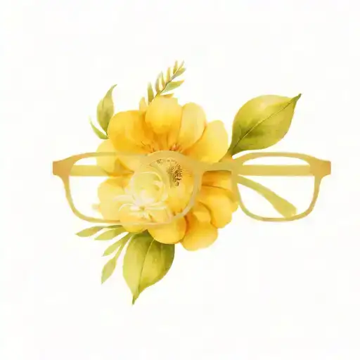 minimialist optician tattoo with flowers on right side of eyeglasses  tattoo design idea