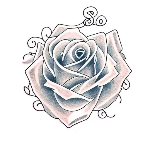 rose with letter H with vines  tattoo design idea