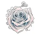 rose with letter H with vines  tattoo design idea