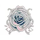 rose with letter H with vines  tattoo design idea