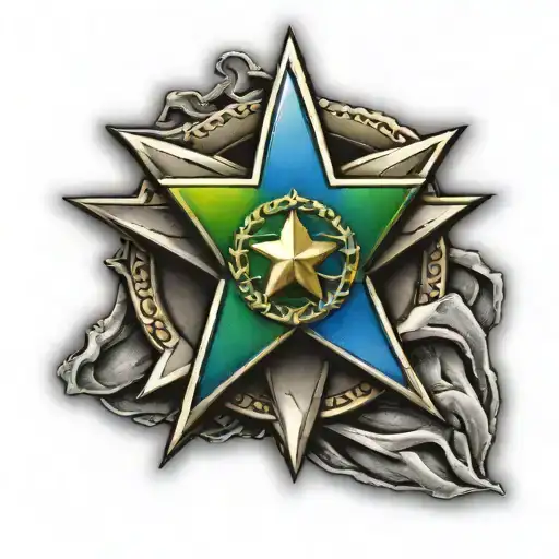 I.a. Army star with Afghan campaign medal color gradient  tattoo design idea