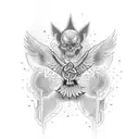 A pectoral tattoo including symbols from TV series supernatural tattoo design idea