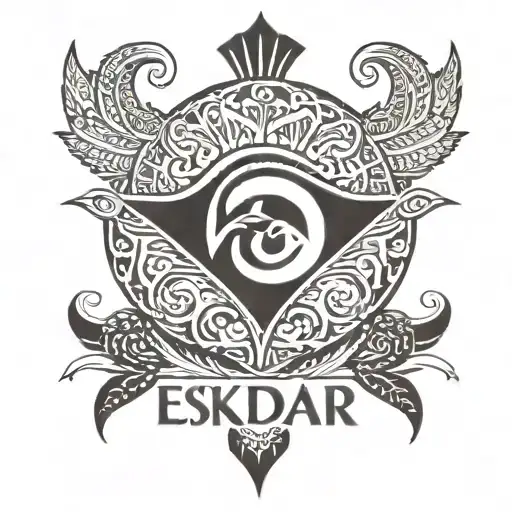  peacock head only with the text "eskedar" tattoo design idea