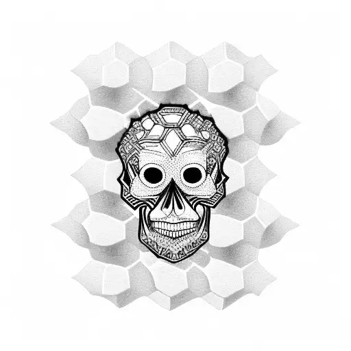 skull honeycomb hive cogs  tattoo design idea