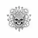 skull honeycomb hive cogs  tattoo design idea