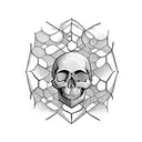 skull honeycomb hive cogs  tattoo design idea