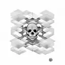 skull honeycomb hive cogs  tattoo design idea
