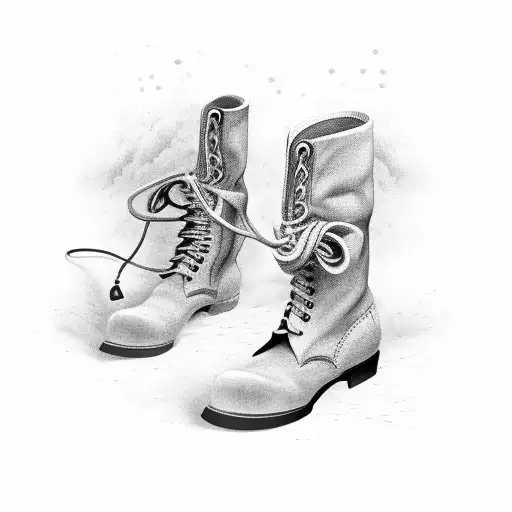 own in combat boots singing into a microphone tattoo design idea