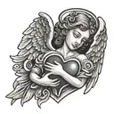 angel holding a heart tattoo design idea