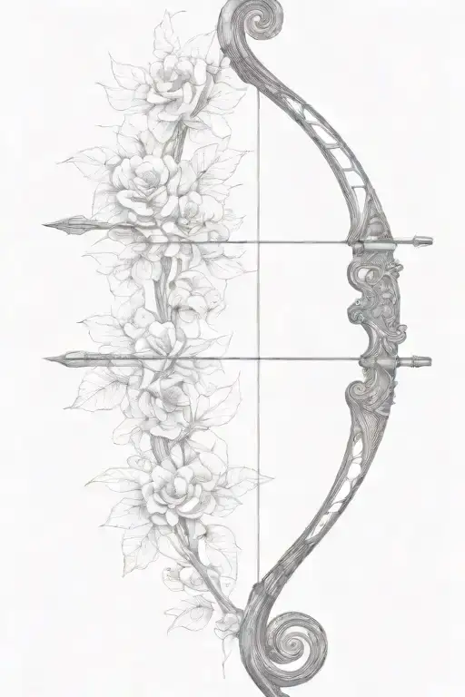 vine recurve bow with arrow design tattoo design idea