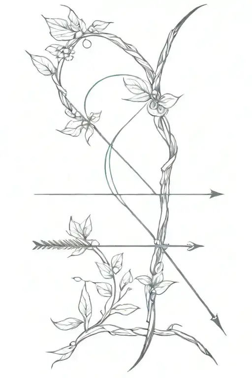 vine bow with arrow weapon tattoo design idea