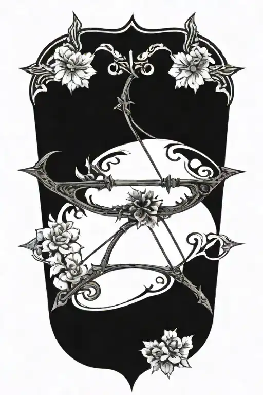 vine bow and arrow tattoo design idea